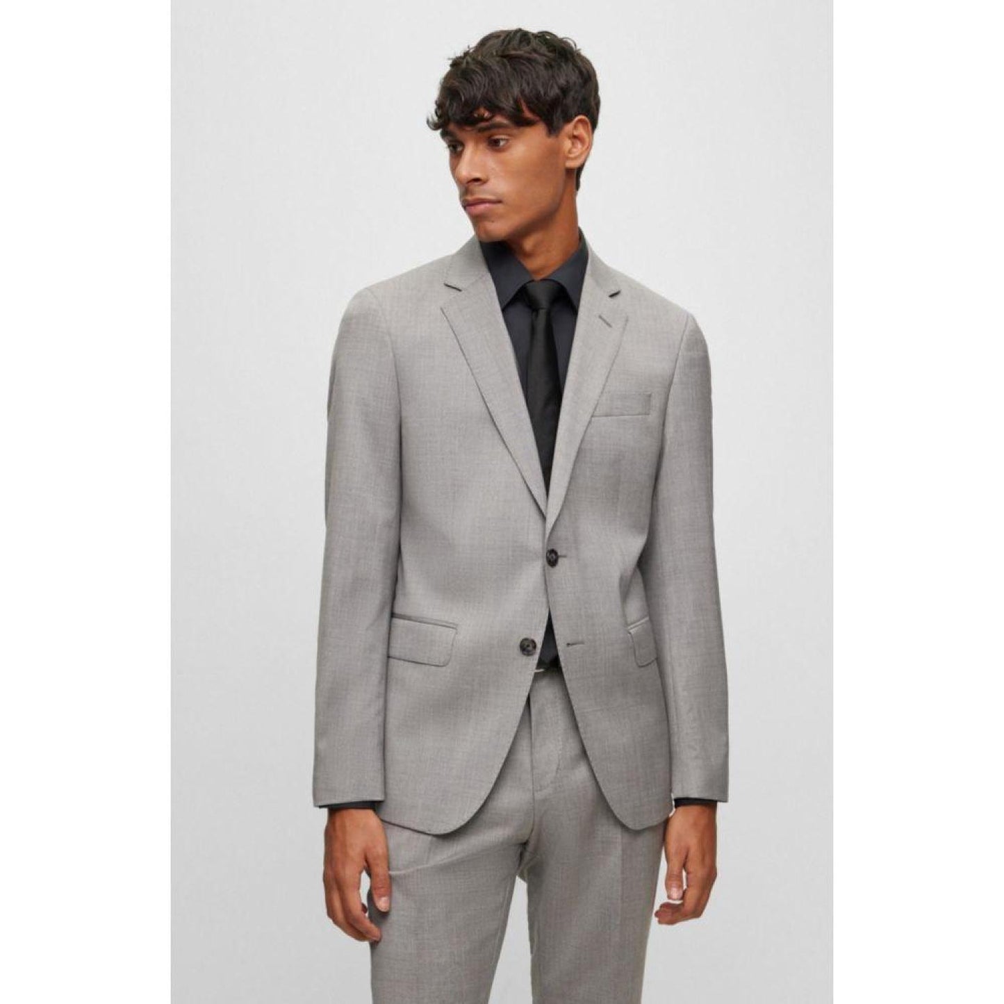 Slim-fit suit in melange stretch wool