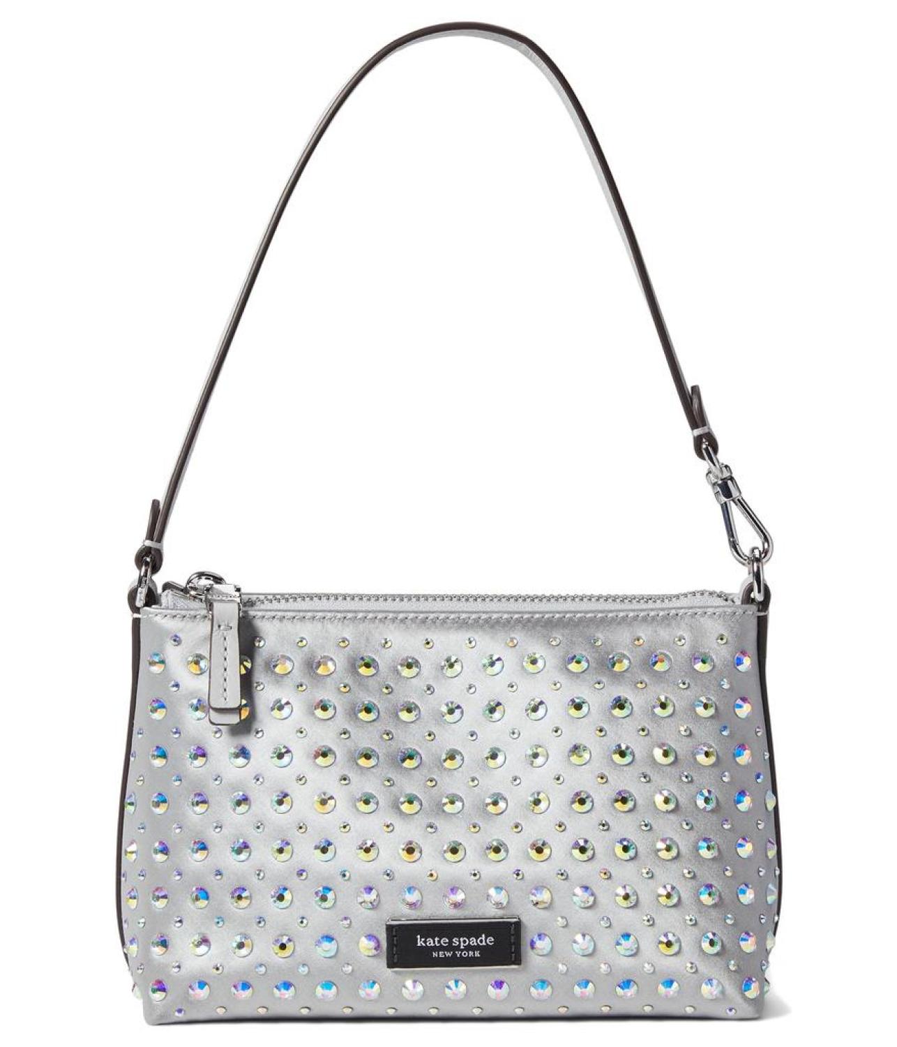 Lulu Crystal Embellished Fabric East/West Pochette