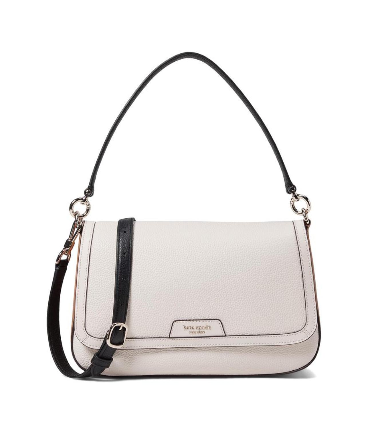 Hudson Colorblocked Pebbled Leather Flap Shoulder Bag