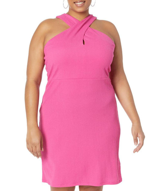 Plus Size Solid Crisscross Mini Dress