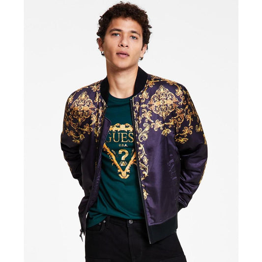 Men's Royal Full-Zip Satin Bomber Jacket