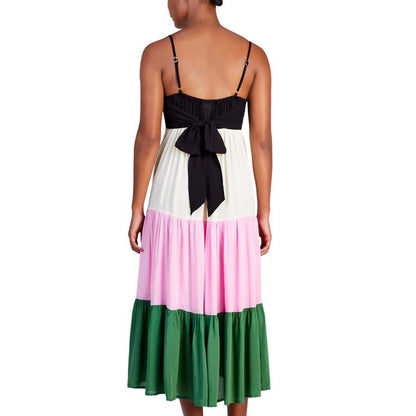 Women's Colorblocked Tiered Midi Dress Cover-Up