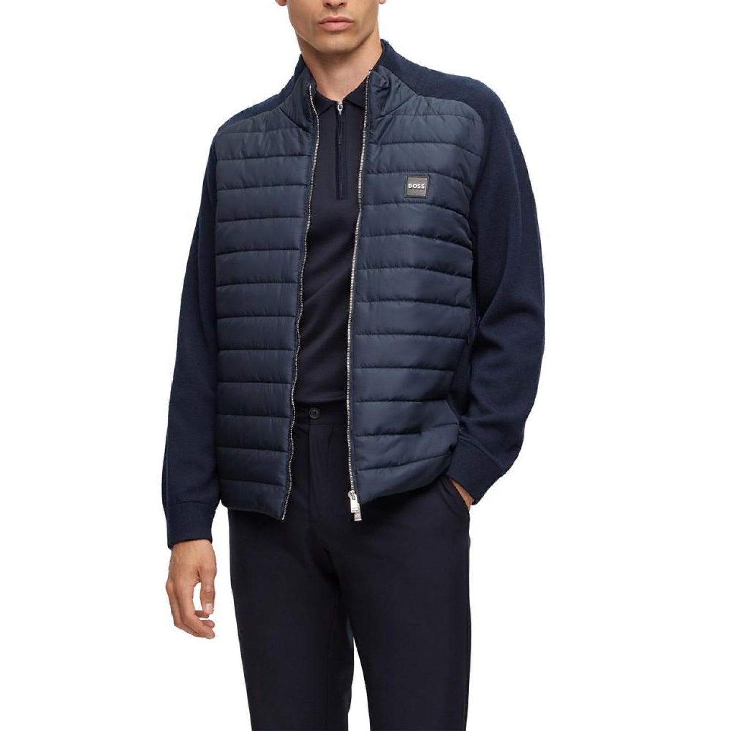 Men's Mixed-Material Knitted Jacket