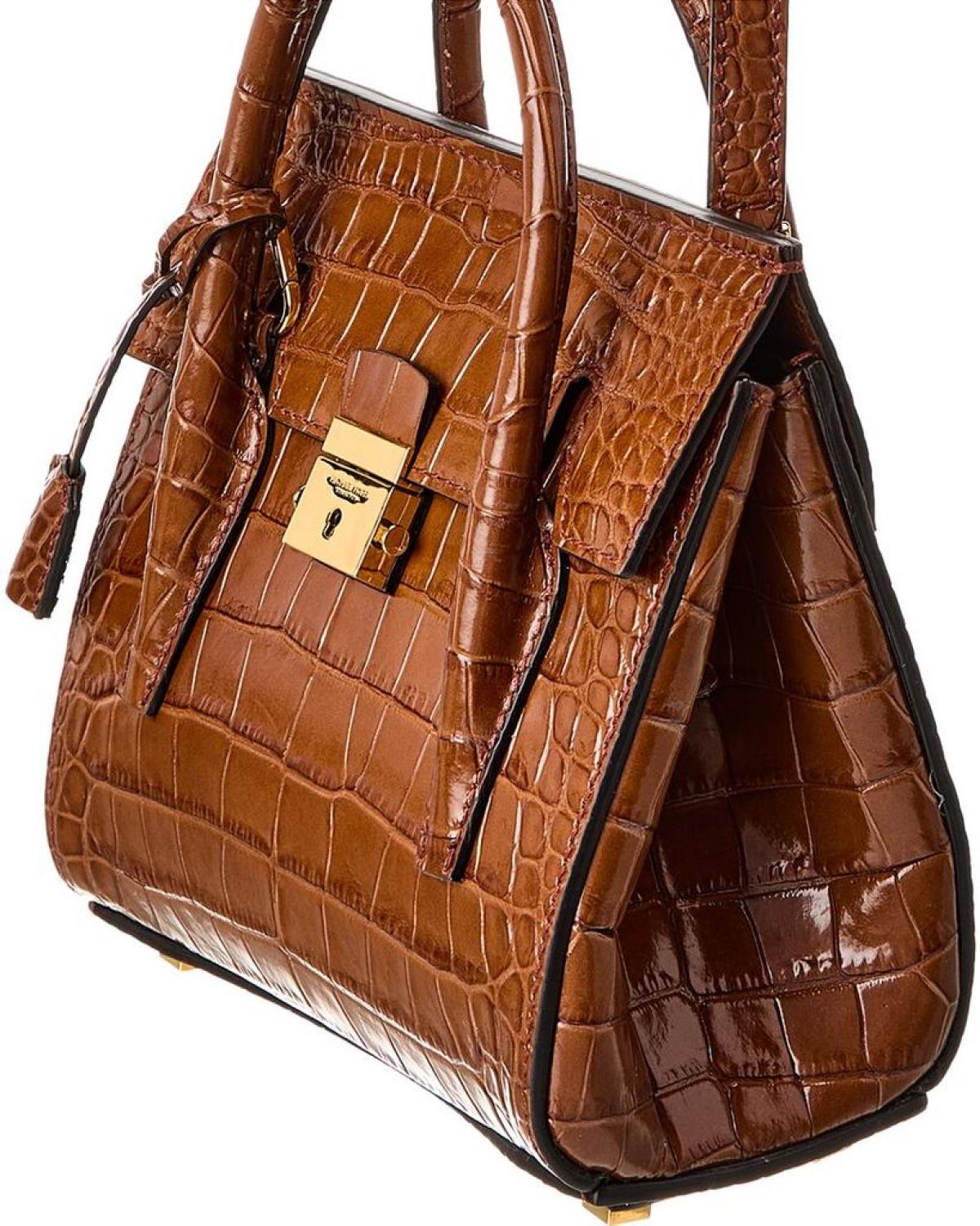 Michael Kors Collection Mini Croc-Embossed Leather Satchel