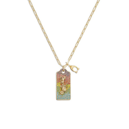 Signature Pave Tag Pendant Necklace