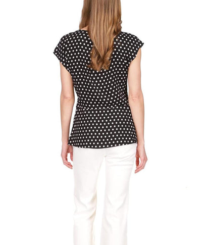 Polka Dot Short Sleeve Wrap Top