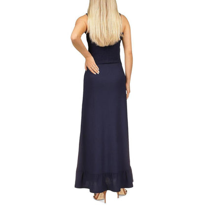 Womens Smocked Crinkle Maxi Dress