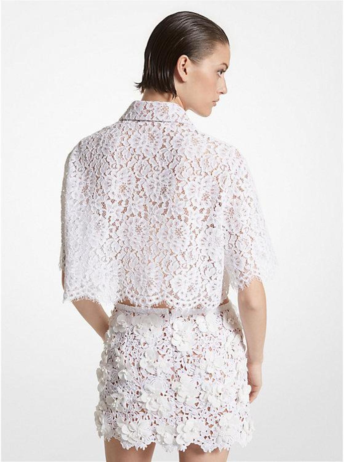 Floral Corded Lace Cropped Shirt