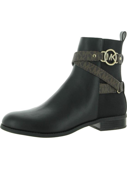 Rory Womens Faux Leather Logo Ankle Boots