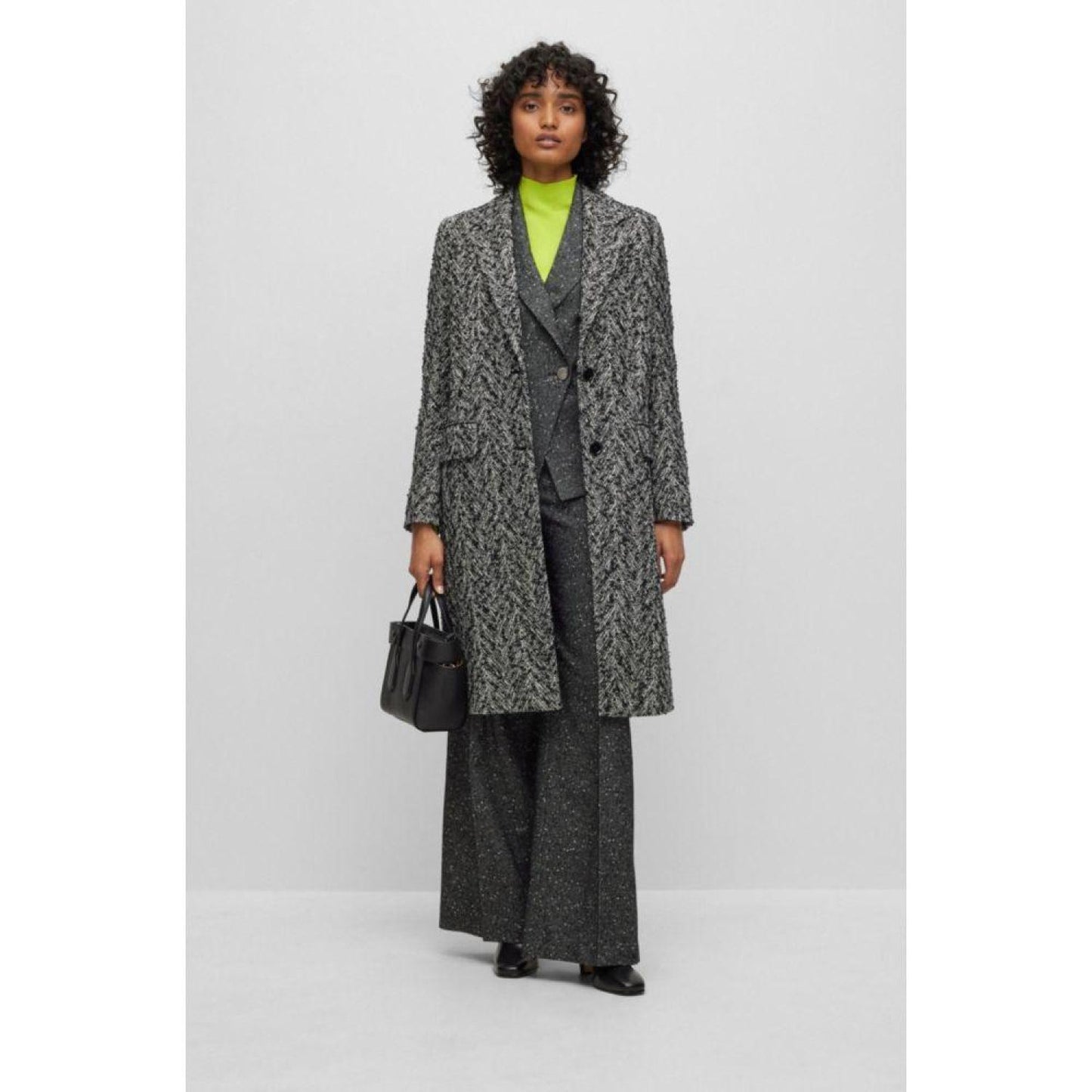 Slim-fit coat in a structured cotton blend