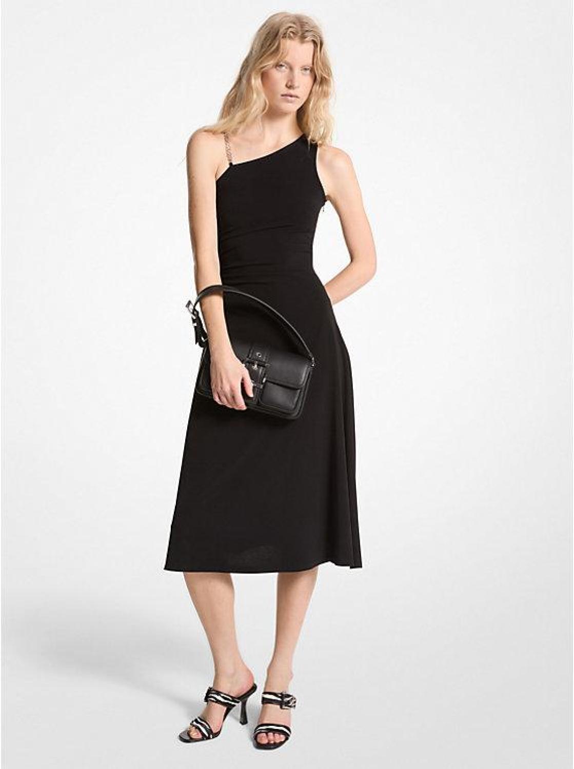 Stretch Matte Jersey One-Shoulder Midi Dress