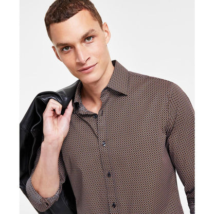 Men's Slim-Fit Mosaic-Print Shirt