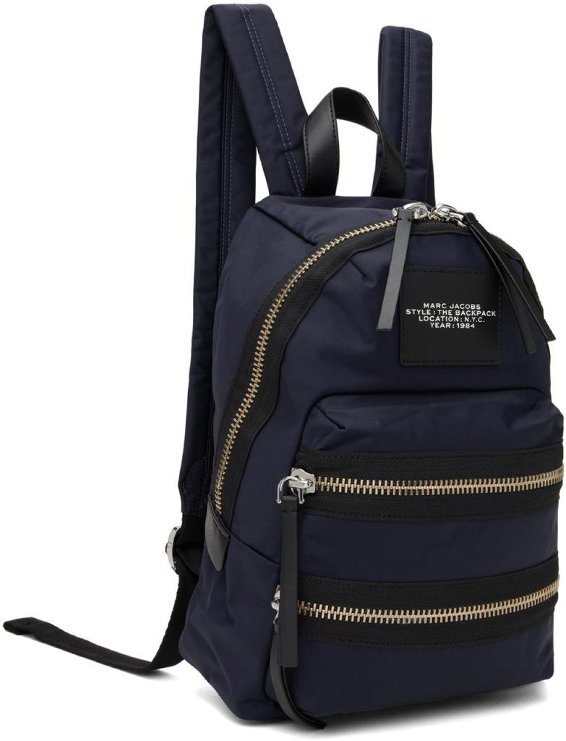 Navy 'The Biker Nylon' Medium Backpack