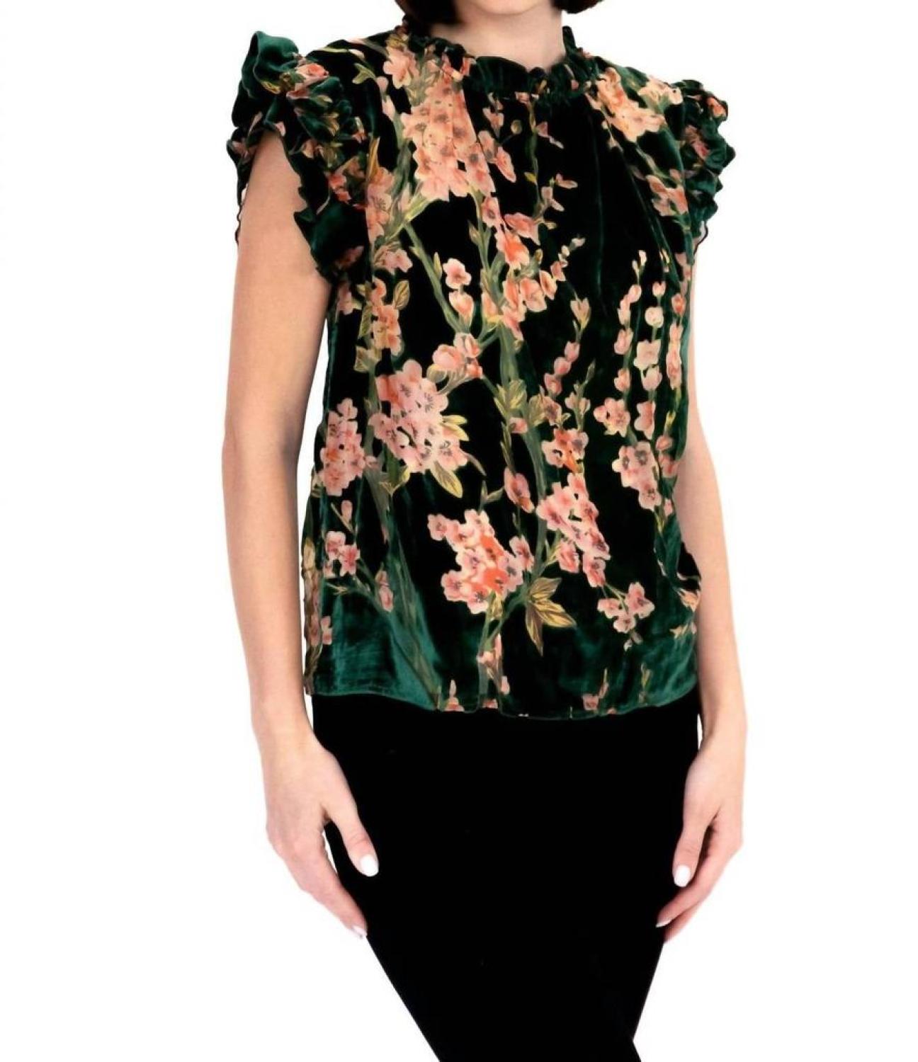 Vixen Top In Vineyard Bloom Olive