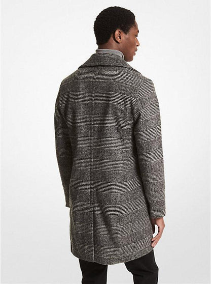 Plaid Wool Blend Peacoat