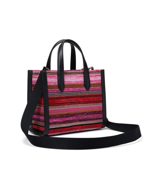 Manhattan Striped Metallic Fabric Small Tote