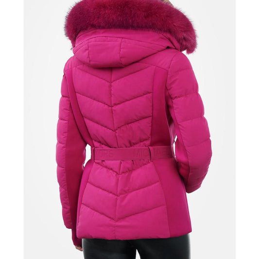 Women's Belted Faux-Fur-Trim Hooded Puffer Coat