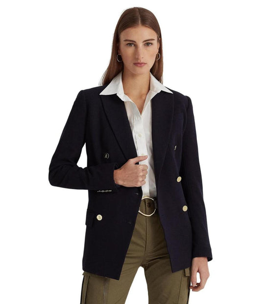 Petite Double-Breasted Wool Crepe Blazer