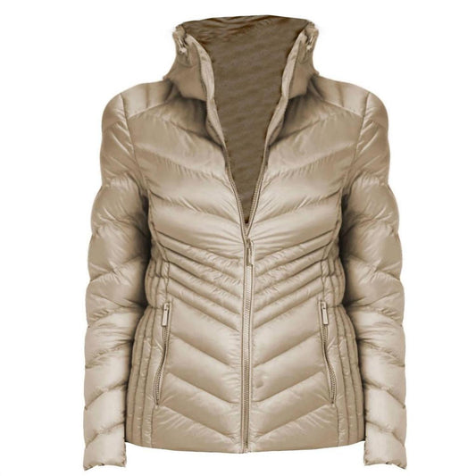 Women's Chevron Packable Puffer Jacket In Taupe