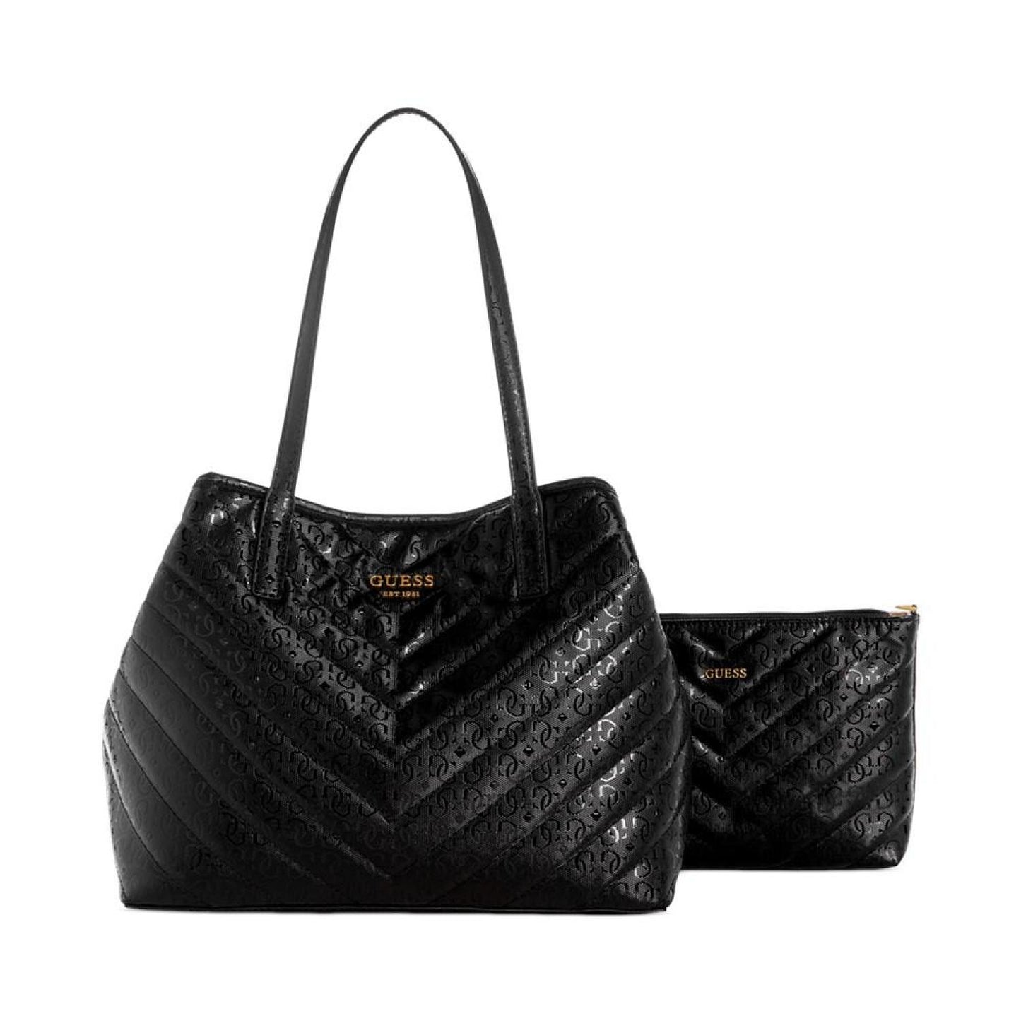 Vikky Medium Quilted Monogram Tote with Pouch