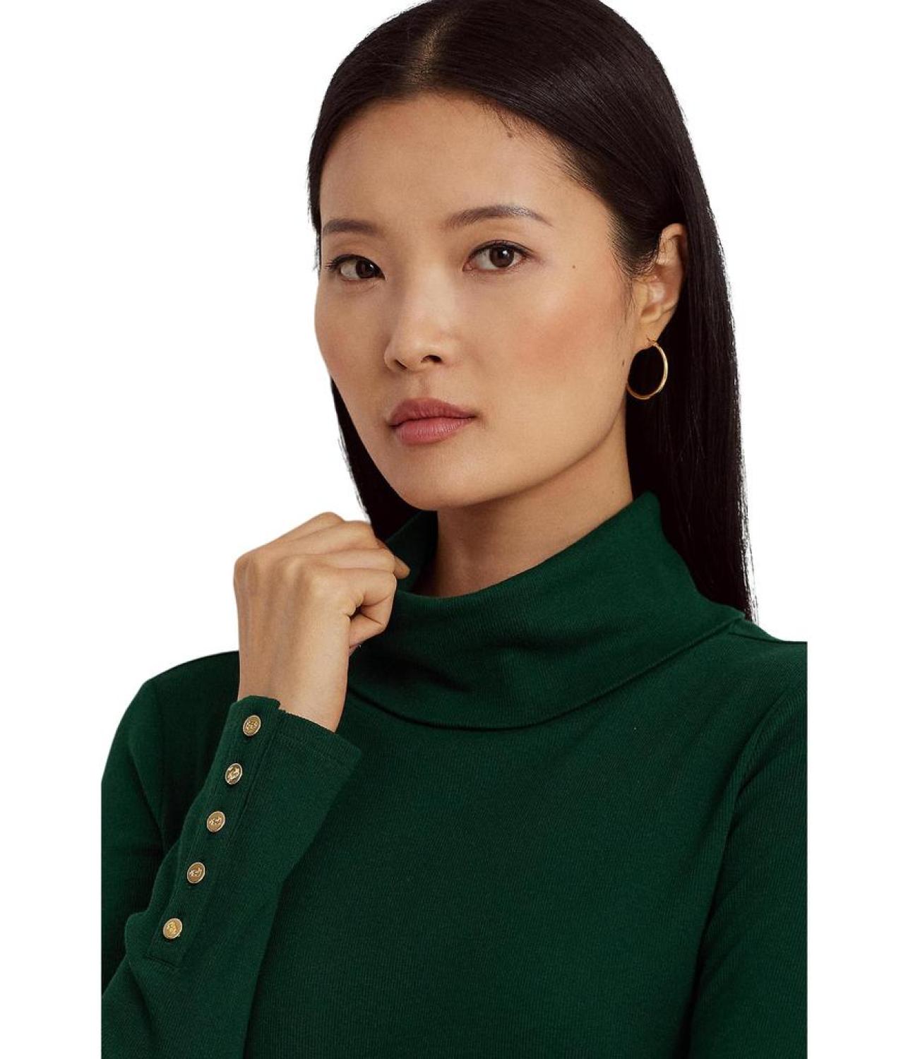 Cotton-Blend Turtleneck Dress