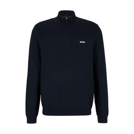 Branded zip-neck sweater in dry-flex fabric