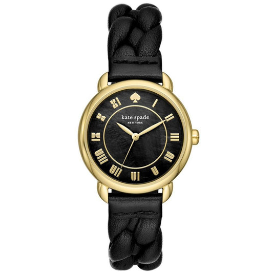 Women's Lily Avenue Three Hand Black Leather Watch 34mm