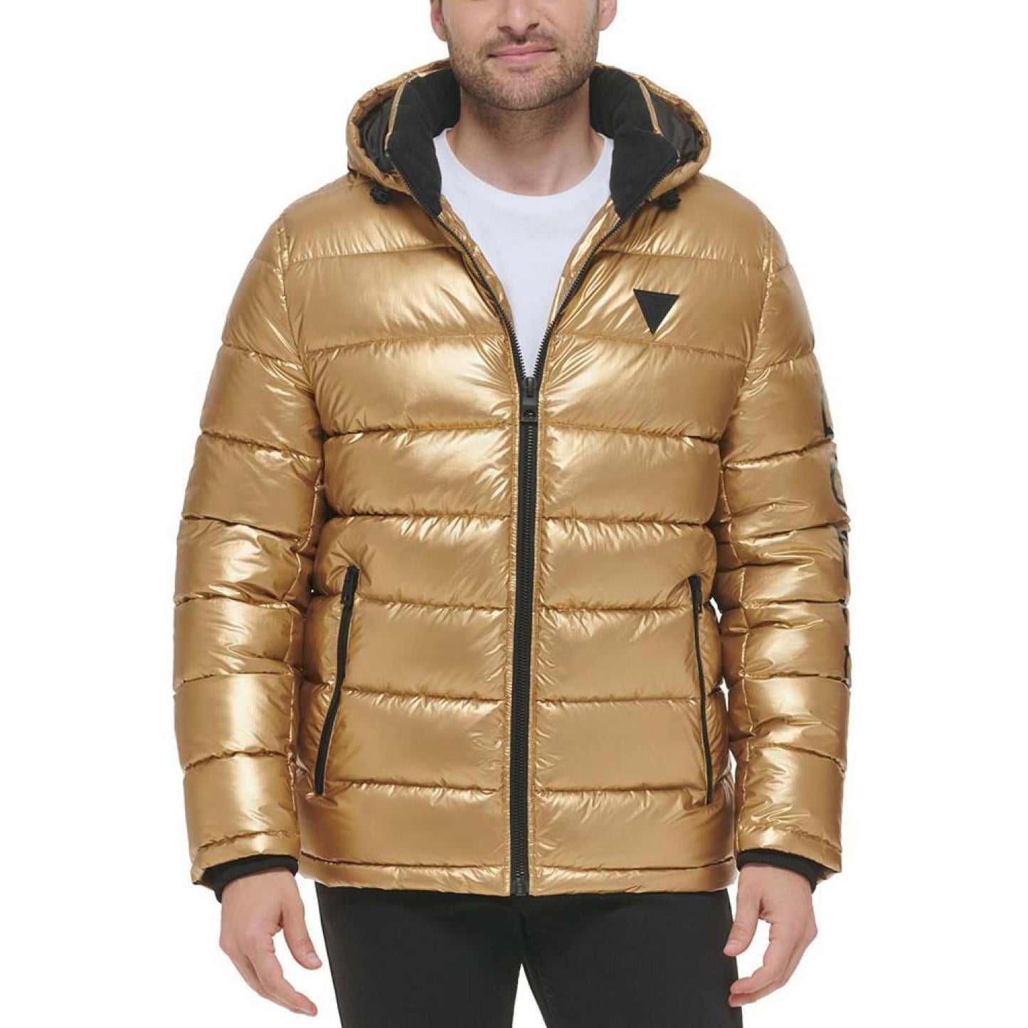 Men's Hooded Holographic Puffer Jacket, Created For Macy's