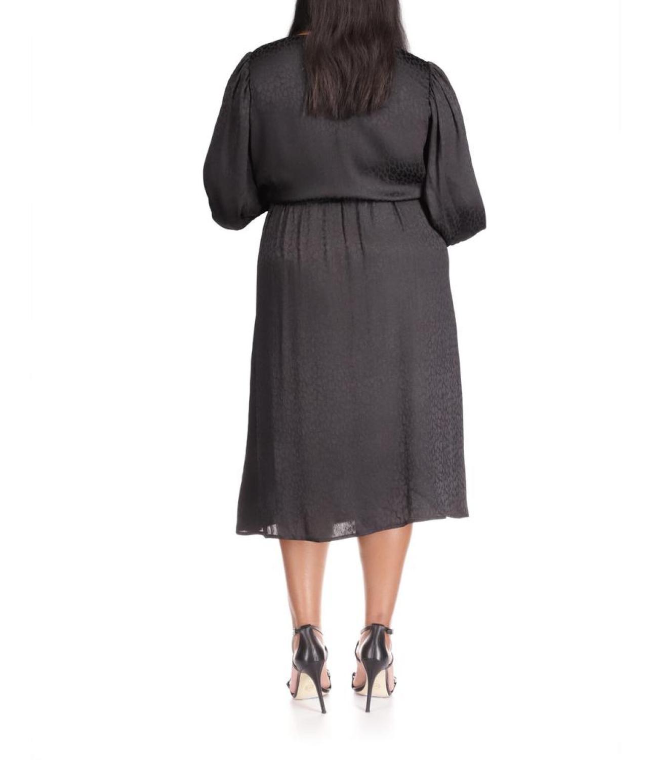 Plus Size Cheetah Jacquard Midi Wrap Dress