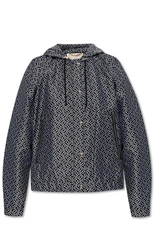 Michael Michael Kors Logo Printed Drawstring Hooded Jacket