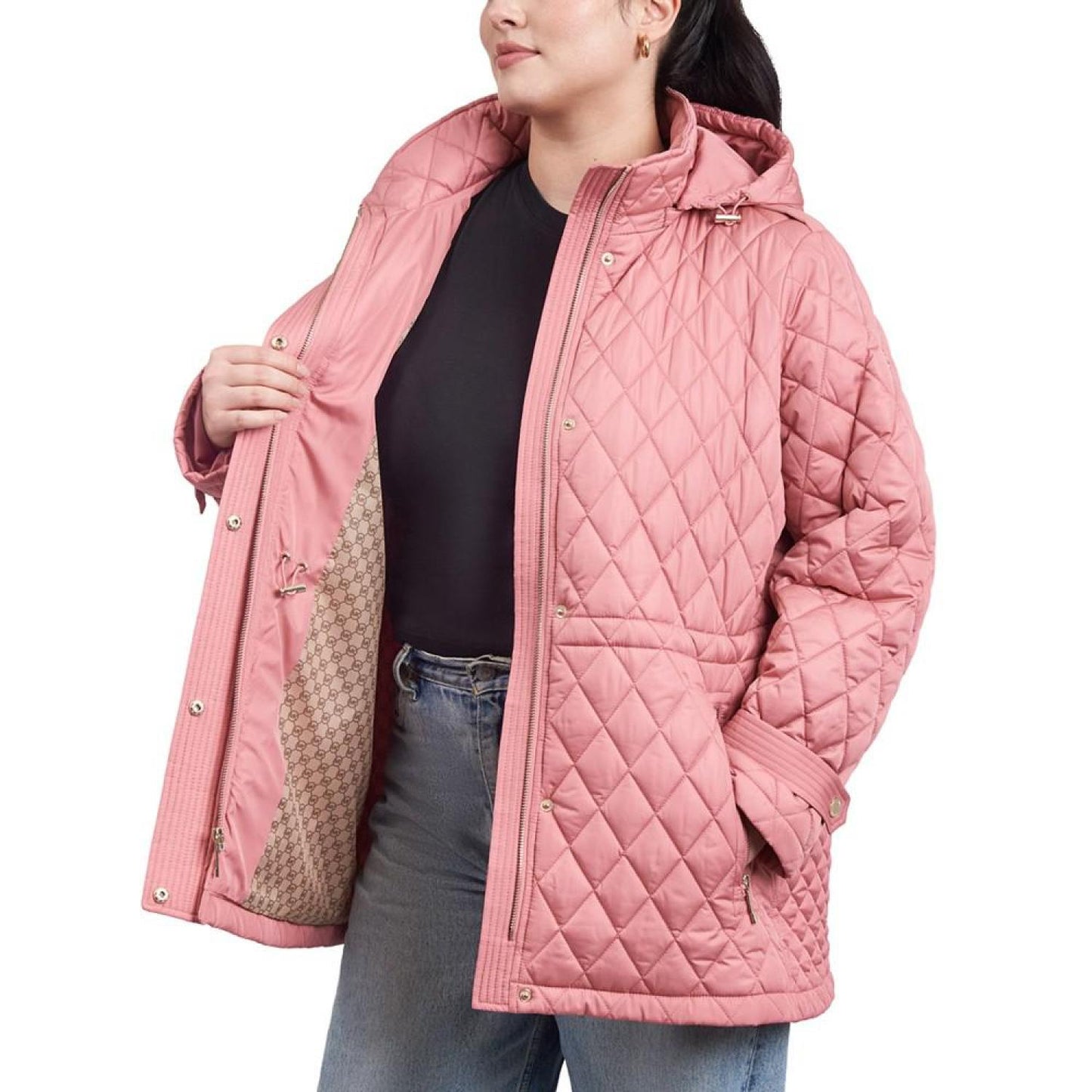 Women's Plus Size Quilted Hooded Anorak Coat