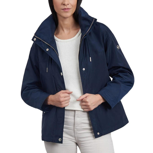 Women's Petite Hooded Bomber Raincoat