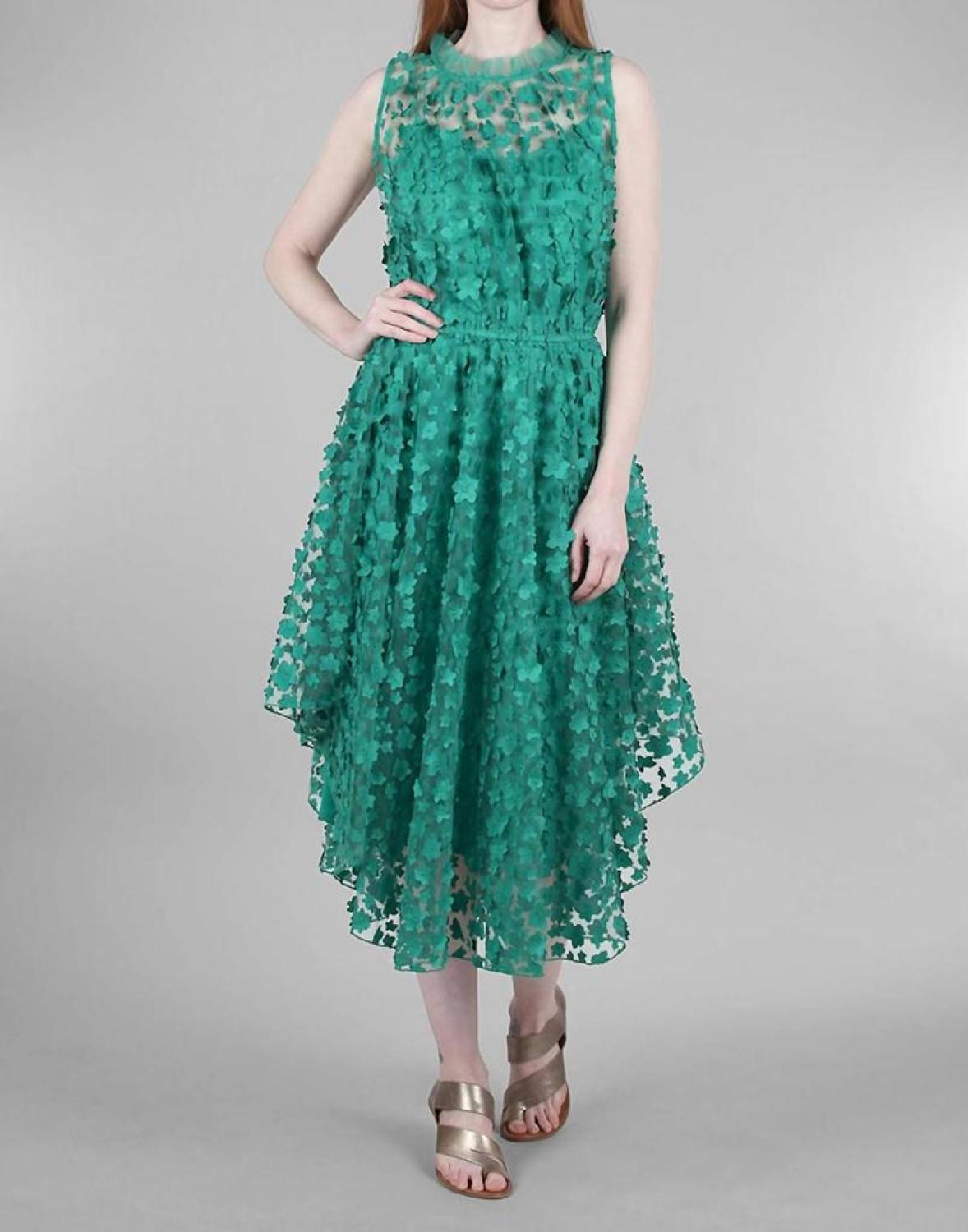 Shentel Petal Dress In Seaglass Green