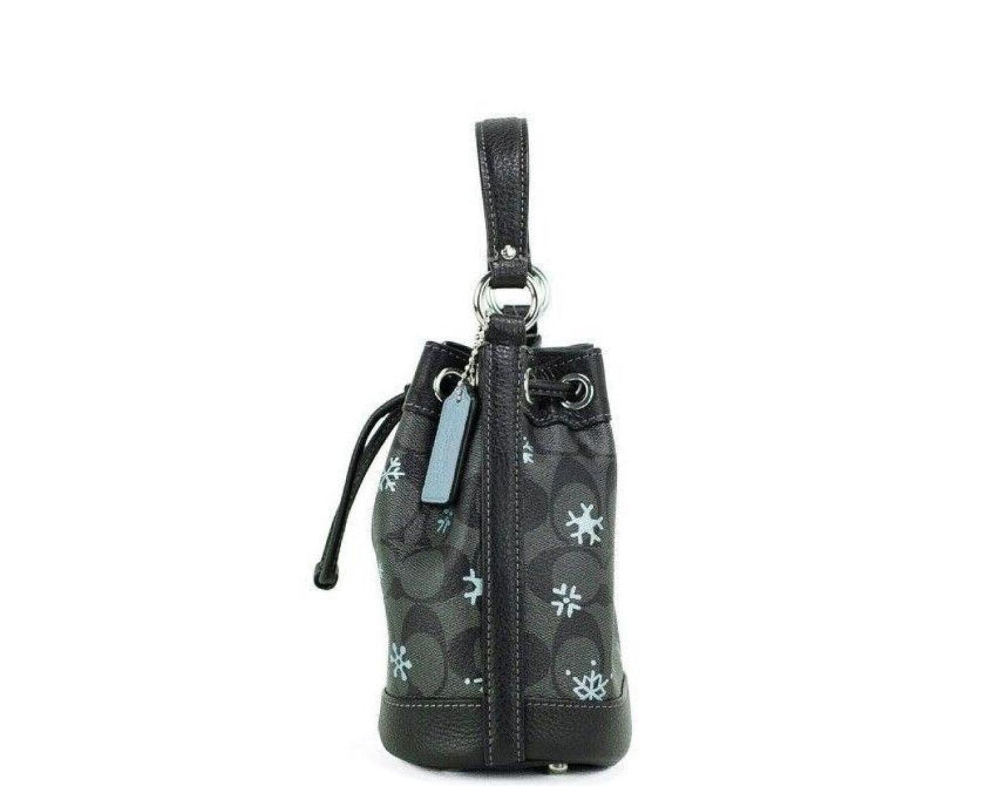 COACH Dempsey 15 Small Snowflake Print Graphite Coated Canvas Bucket Women's Bag