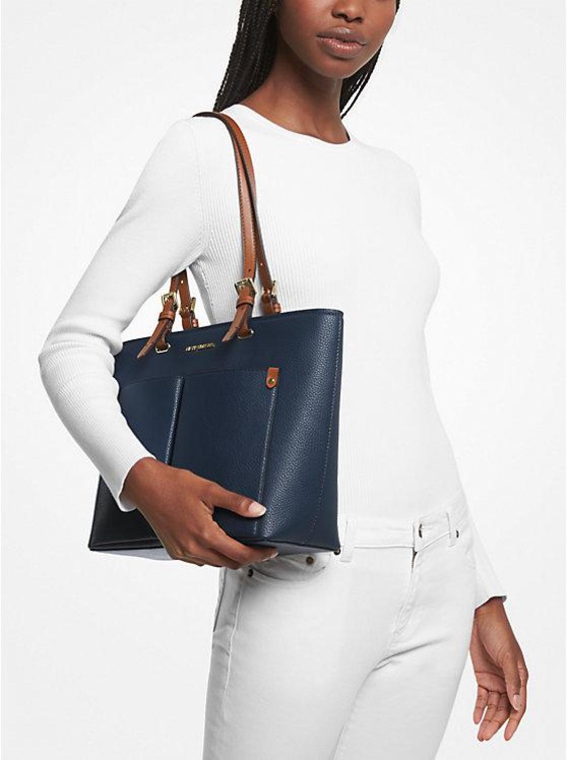 Jet Set Medium Pebbled Leather Pocket Tote Bag