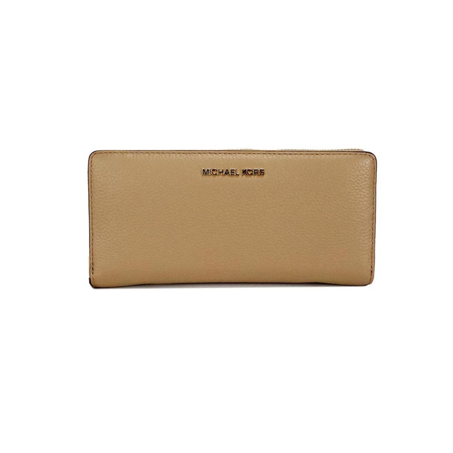 Michael Kors Jet Set Travel Large Camel Leather Continental Wristlet Women's Wallet