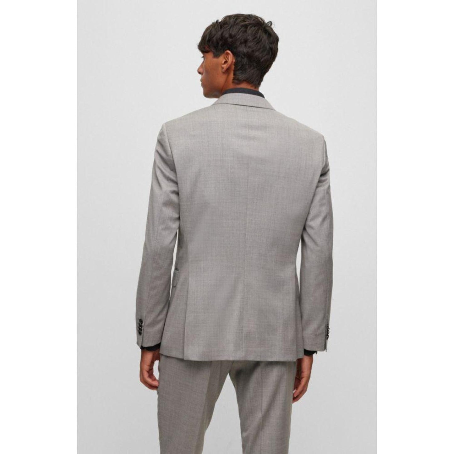 Slim-fit suit in melange stretch wool