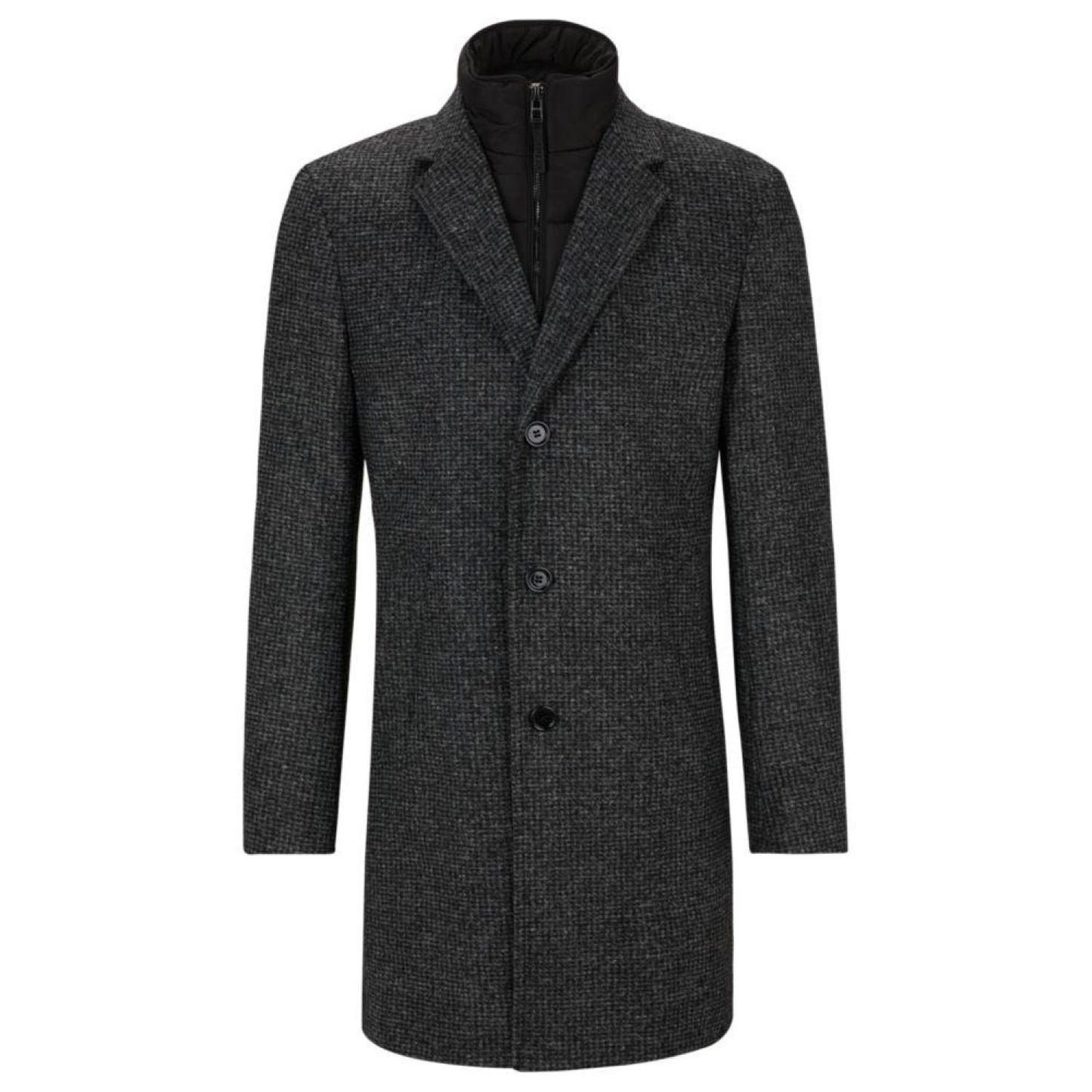 Slim-fit patterned coat with zip-up inner