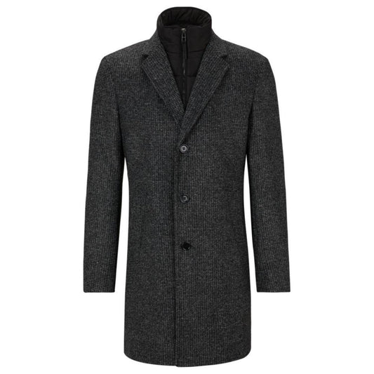 Slim-fit patterned coat with zip-up inner