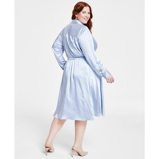 MICHAEL Plus Size Twist-Front Collared Shirt Dress