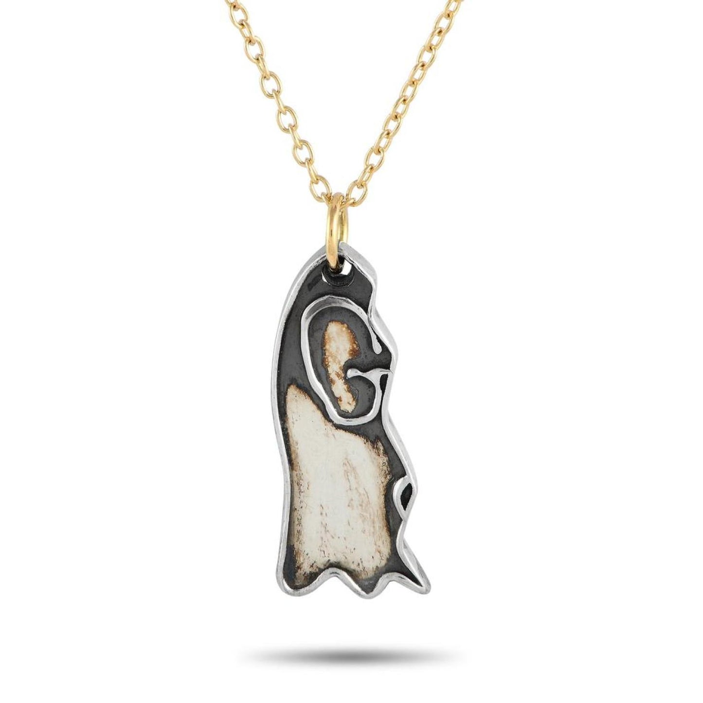 Gucci Ghost 18K Yellow Gold and Silver Matching Pair Necklace GU08-100223