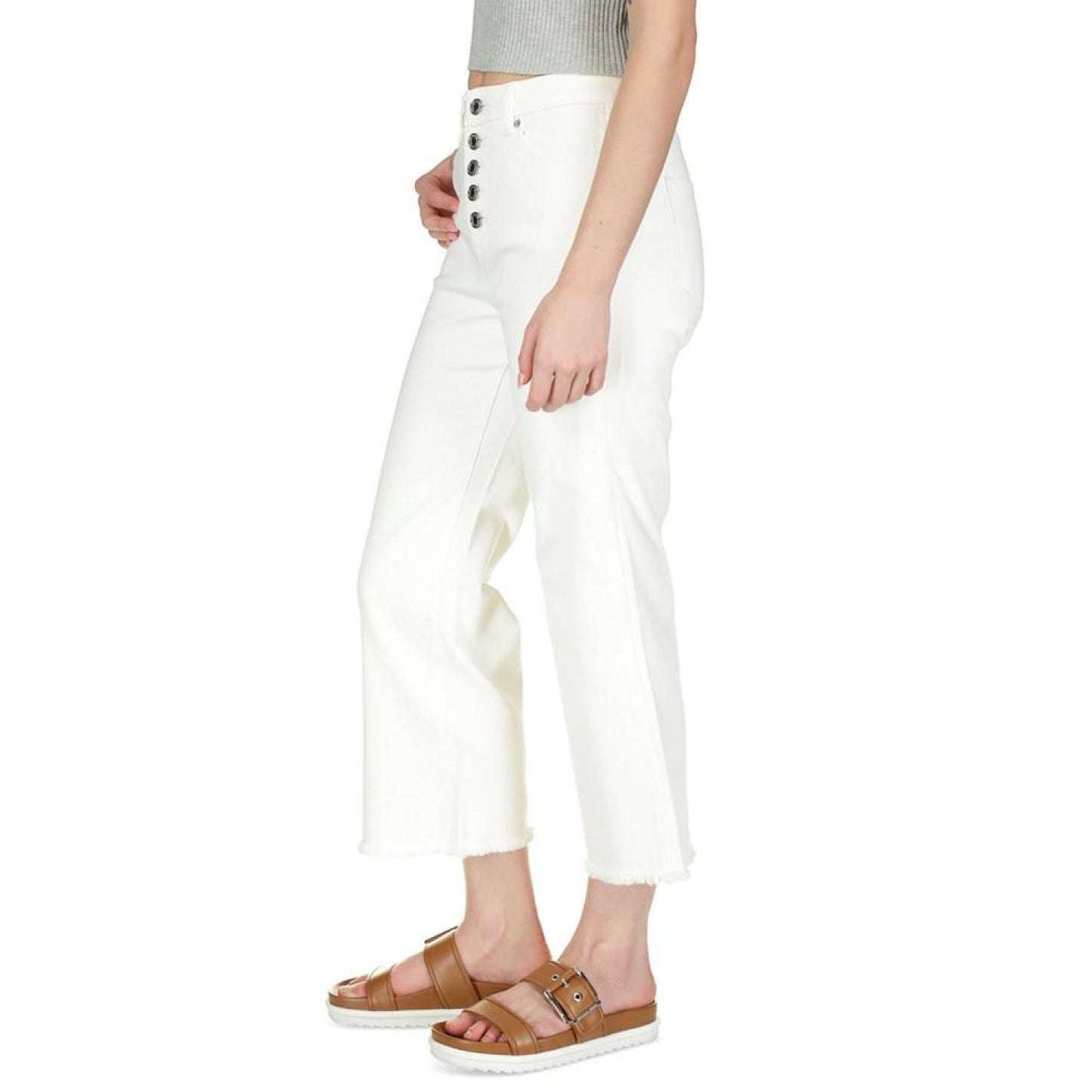 Women's Button-Fly Cropped Flared Jeans