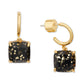 Square Glitter Stone Charm Huggie Hoop Earrings