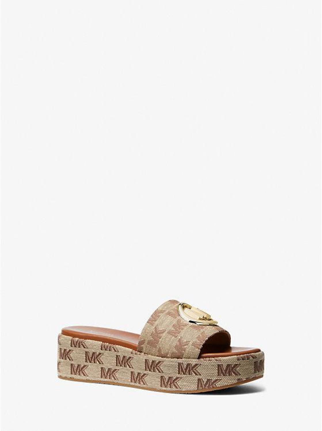 Sadler Logo Jacquard Wedge Sandal