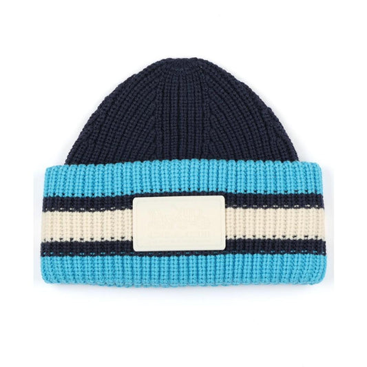 Women's Two-Tone Varsity Stripe Patch Beanie