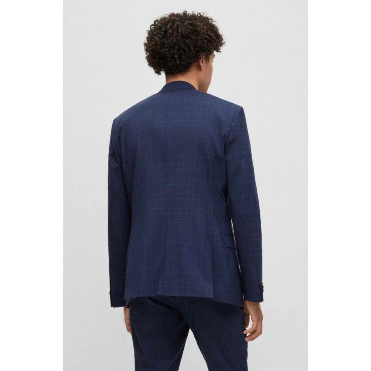 Extra-slim-fit checked suit in performance-stretch fabric