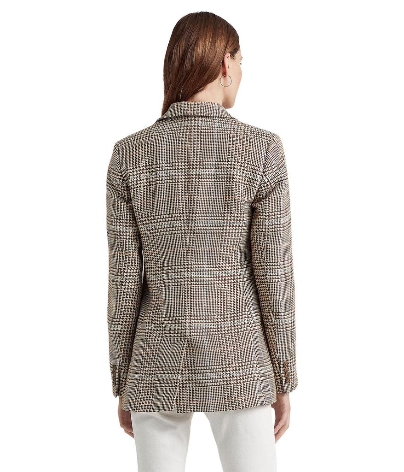 Plaid Linen-Cotton Tweed Blazer