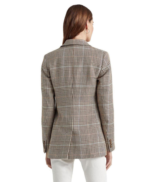 Plaid Linen-Cotton Tweed Blazer