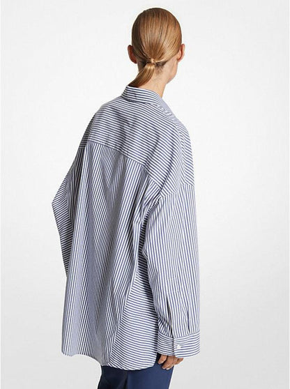 Striped Cotton Blend Oversized Shirt