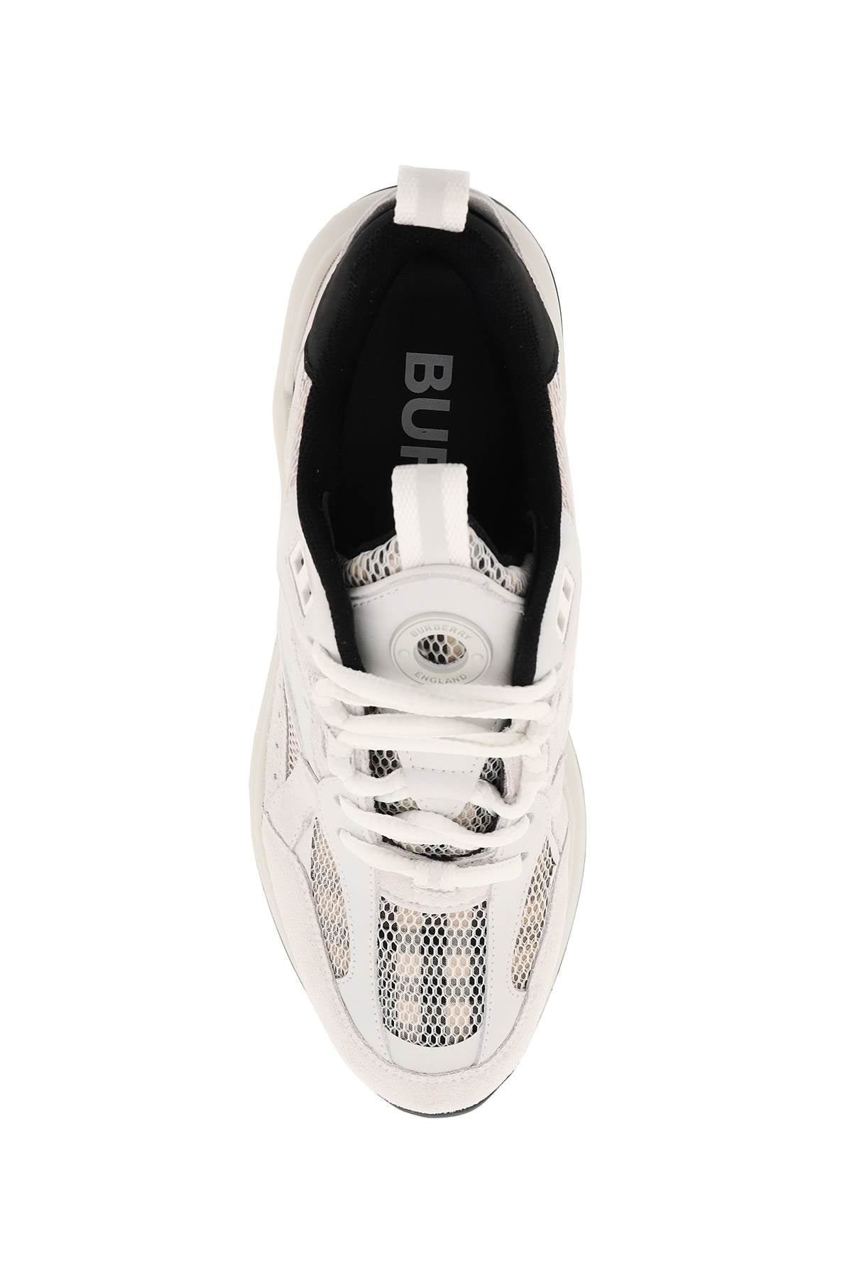 Burberry smooth leather and suede sneakers with tartan mesh inserts